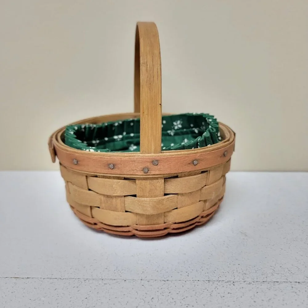 Longaberger 1985 Christmas Collection Cookie Basket Heritage Green Liner Collect